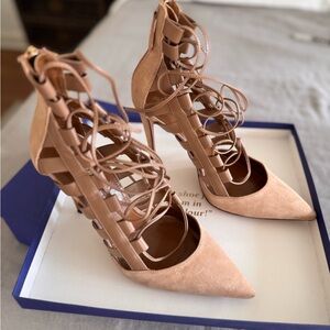 Aquazurra Amazon Suede Pump in Biscotto 39